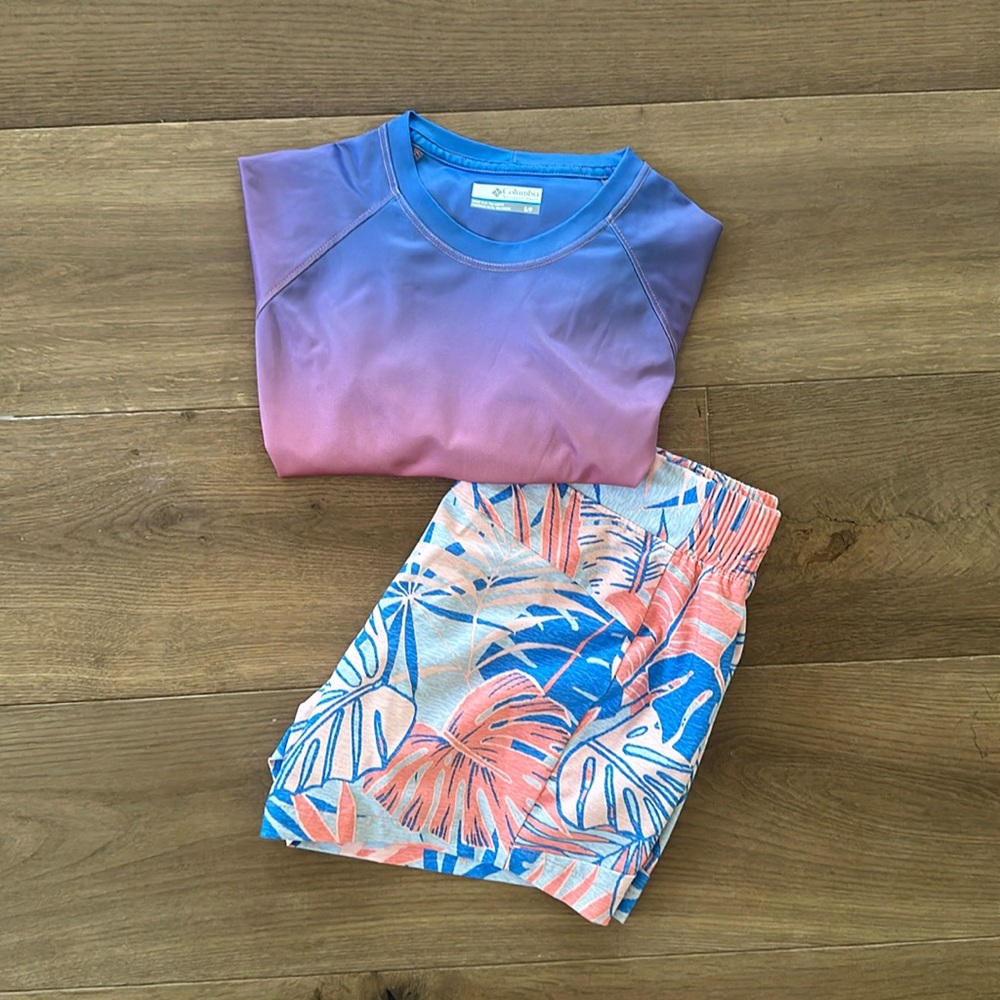 Columbia PFG Tropical Shorts and Shirt Small